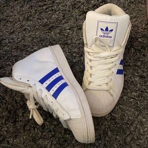 Adidas Original Pro Model shoes in white and royal blue, stylecodeFV4977 US5 1/2
